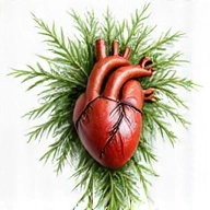O inimă sănătoasă și o plantă, reprezentând susținerea sănătății cardiovasculare.